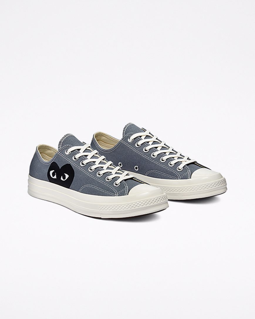 Men's Converse x Comme des Garçons PLAY Chuck 70 Low Top Shoes Grey / Black | AU 130E4X